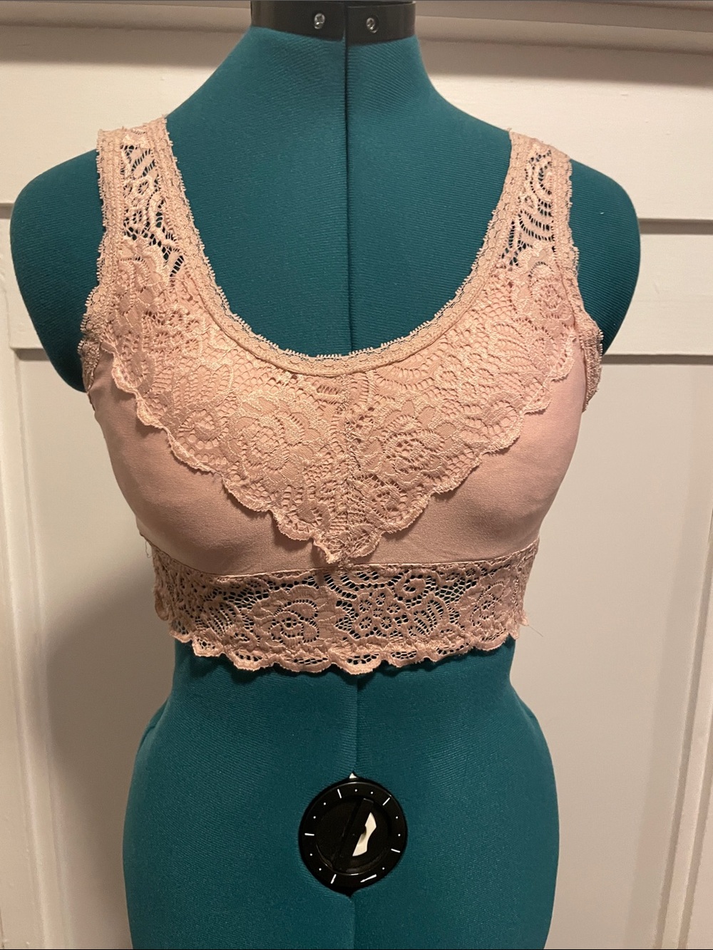 Lace Trim Scoop Bralette - Blush Pink